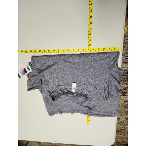 Green Tea Shirt Womens S Tie Twist Front Short Sleeve Blue Heather Ribbed - Picture 7 of 8